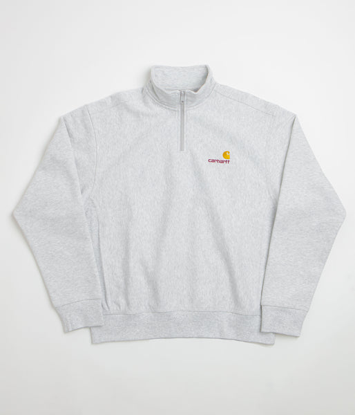 Carhartt Half Zip American Script Sweatshirt - Ash Heather | flatspot