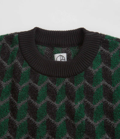 Polar Zig Zag Knit Sweatshirt - Black / Dark Teal