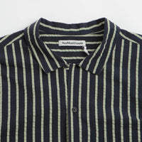 YMC Malick Short Sleeve Shirt in Navy and Yellow thumbnail