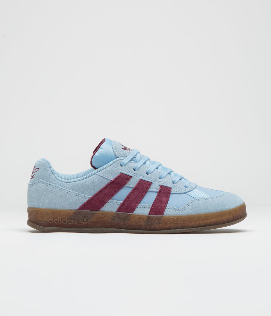 Adidas Aloha Super Shoes in Clear Sky and Maroon / Gum5