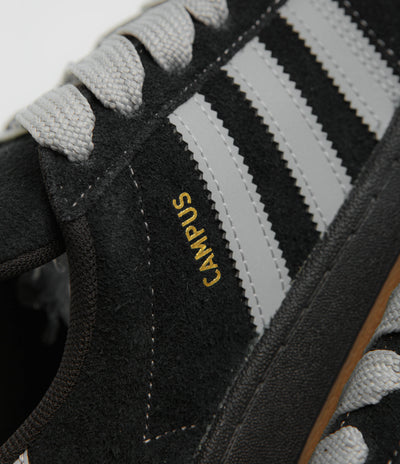 Adidas Campus Shoes in Core Black and Grey Two / Gold Metallic