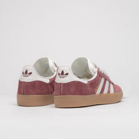 Adidas Gazelle ADV Shoes in Shadow Red and Crystal White / Gold Metallic thumbnail