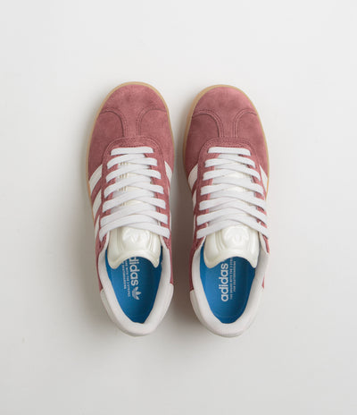 Adidas Gazelle ADV Shoes in Shadow Red and Crystal White / Gold Metallic