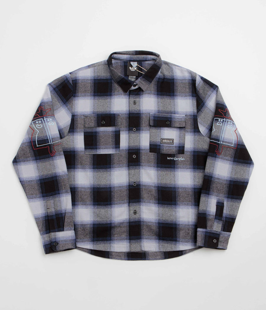Adidas Gonz Flannel Shirt - Black / Muted Purple / Halo Silver