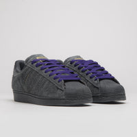 Adidas Superstar ADV Shoes in Carbon and Carbon / Collegiate Purple thumbnail