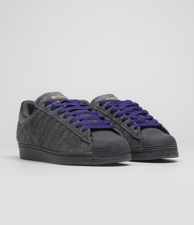 Adidas Superstar ADV Shoes in Carbon and Carbon / Collegiate Purple