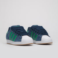 Adidas Superstar ADV Shoes in Collegiate Navy and Green / FTWR White thumbnail