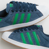 Adidas Superstar ADV Shoes in Collegiate Navy and Green / FTWR White thumbnail