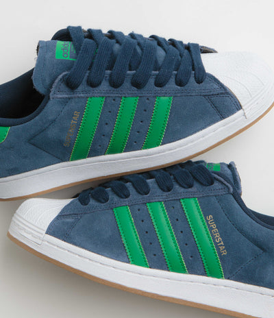 Adidas Superstar ADV Shoes in Collegiate Navy and Green / FTWR White