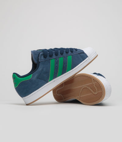 Adidas Superstar ADV Shoes in Collegiate Navy and Green / FTWR White
