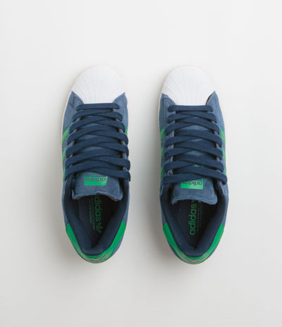 Adidas Superstar ADV Shoes in Collegiate Navy and Green / FTWR White