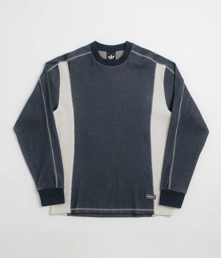 Adidas Waffle Long Sleeve T-Shirt - Aurora Ink / Orbit Grey
