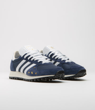 Adidas x Pop Trading Company TRX Shoes in Collegiate Navy and FTWR White / Chalk White