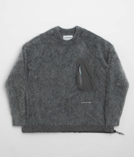 and wander Mohair Wool Sweatshirt - Grey | flatspot