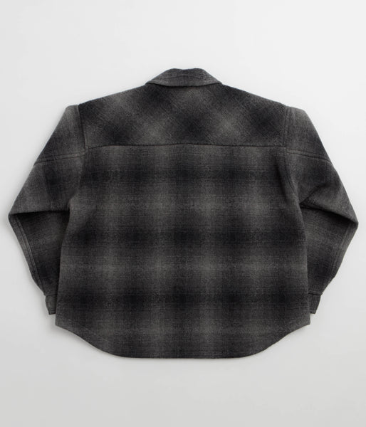 and wander Wool Shaggy Check Zip Jacket - Charcoal, view 4