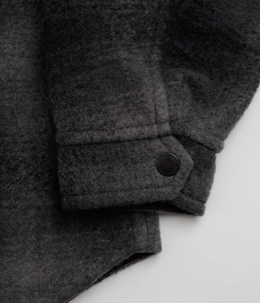 and wander Wool Shaggy Check Zip Jacket - Charcoal, view 8
