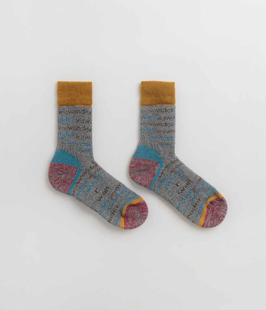 and wander Wool Socks in Light Grey