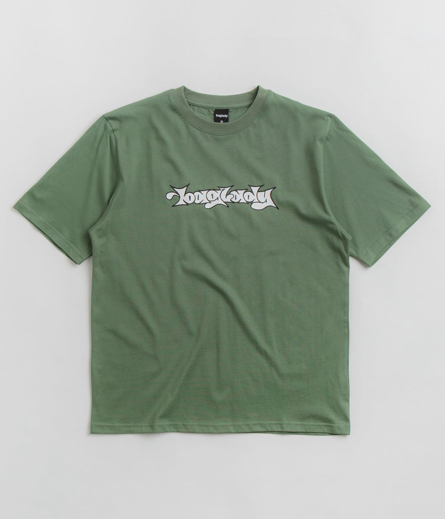 Baglady Bootleg Throw Up Logo T-Shirt - Sage Green