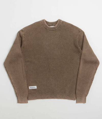 Butter Goods Bleach Knit Crewneck Sweatshirt in Brown