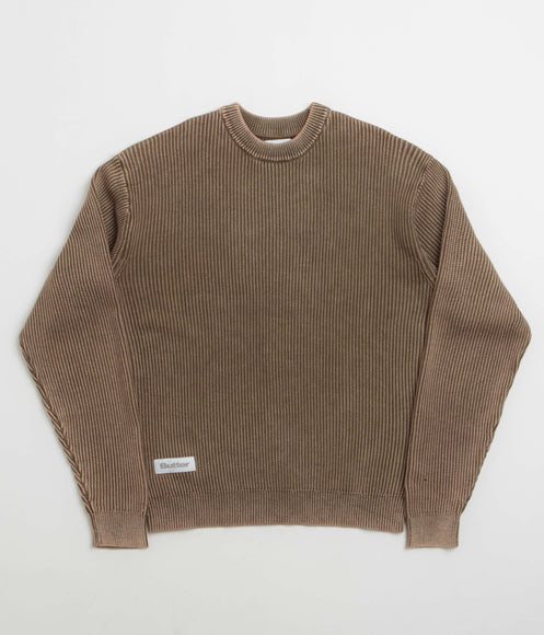 Butter Goods Bleach Knit Crewneck Sweatshirt - Brown