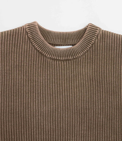 Butter Goods Bleach Knit Crewneck Sweatshirt in Brown