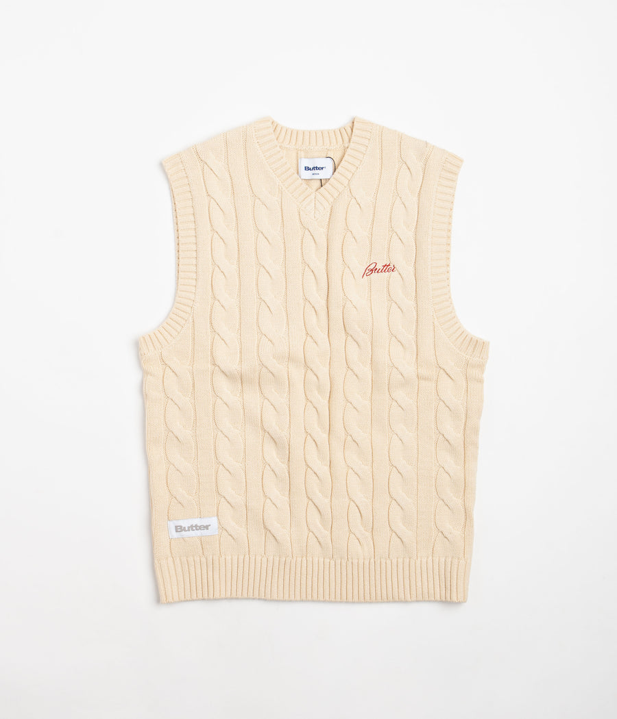 Butter Goods Cable Knit Vest - Bone