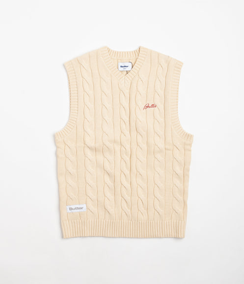 Butter Goods Cable Knit Vest - Bone