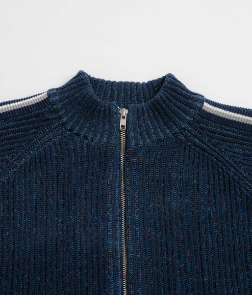 Butter Goods Club Zip-Thru Knit Sweatshirt - Navy, view 3