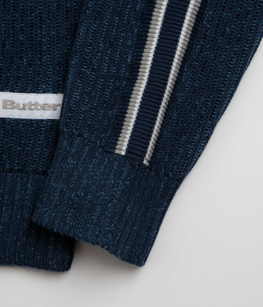 Butter Goods Club Zip-Thru Knit Sweatshirt - Navy, view 5