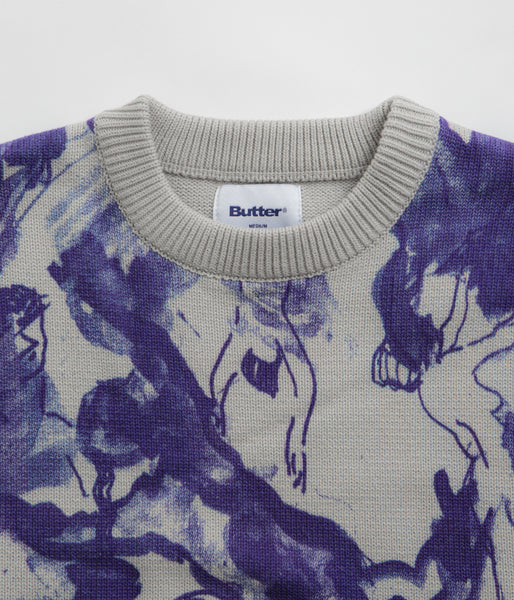 BUTTERGOODS DAVIDE KNIT SWEATER バターグッズ Butter Goods Davide Knit Sweatshirt - Grey | Flatspot