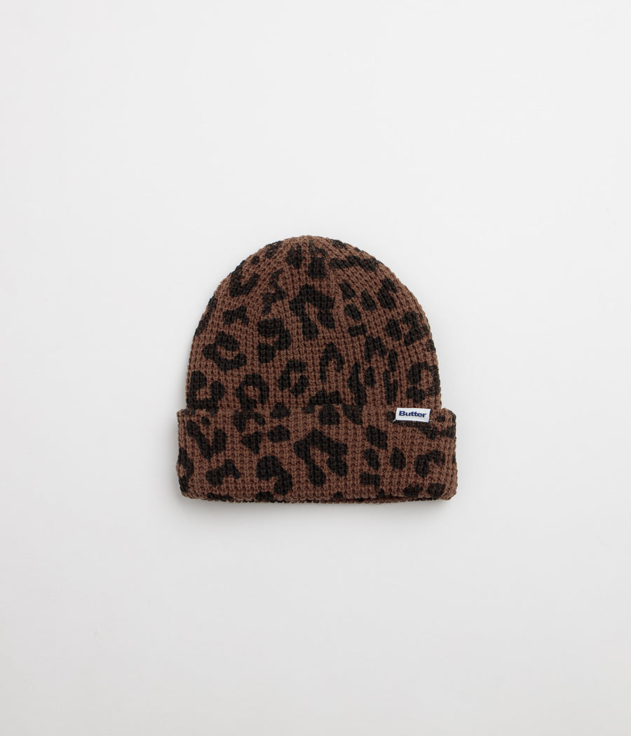 Butter Goods Distress Waffle Beanie in Leopard
