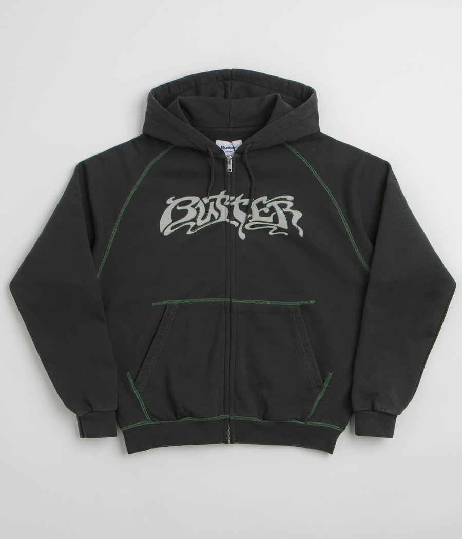 Butter Goods Drummer Zip-Thru Hoodie - Washed Black