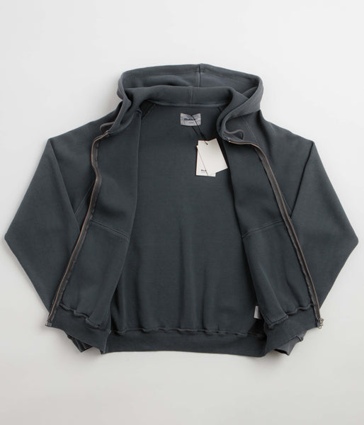 Butter Goods Faded Waffle Zip-Thru Hoodie - Washed Black, view 3