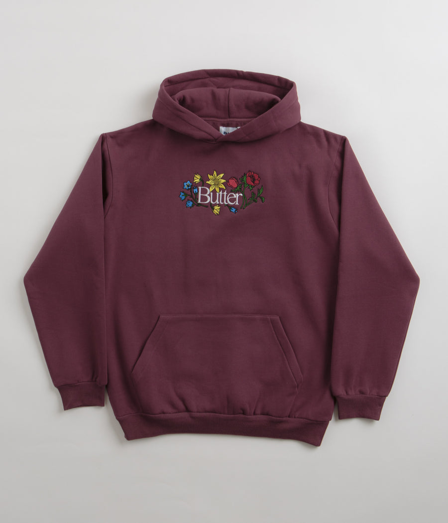 Butter Goods Floral Embroidered Hoodie - Wine