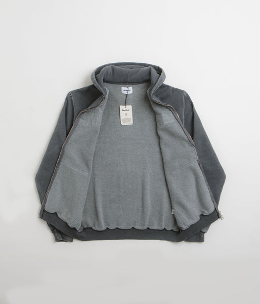 Butter Goods Mineral Wash Zip-Thru Hoodie - Charcoal | Flatspot