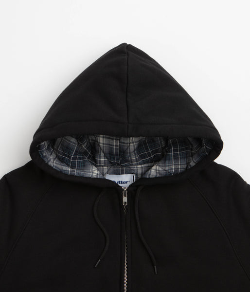 Butter Goods Plaid Lined Zip-Thru Hoodie - Black, view 6