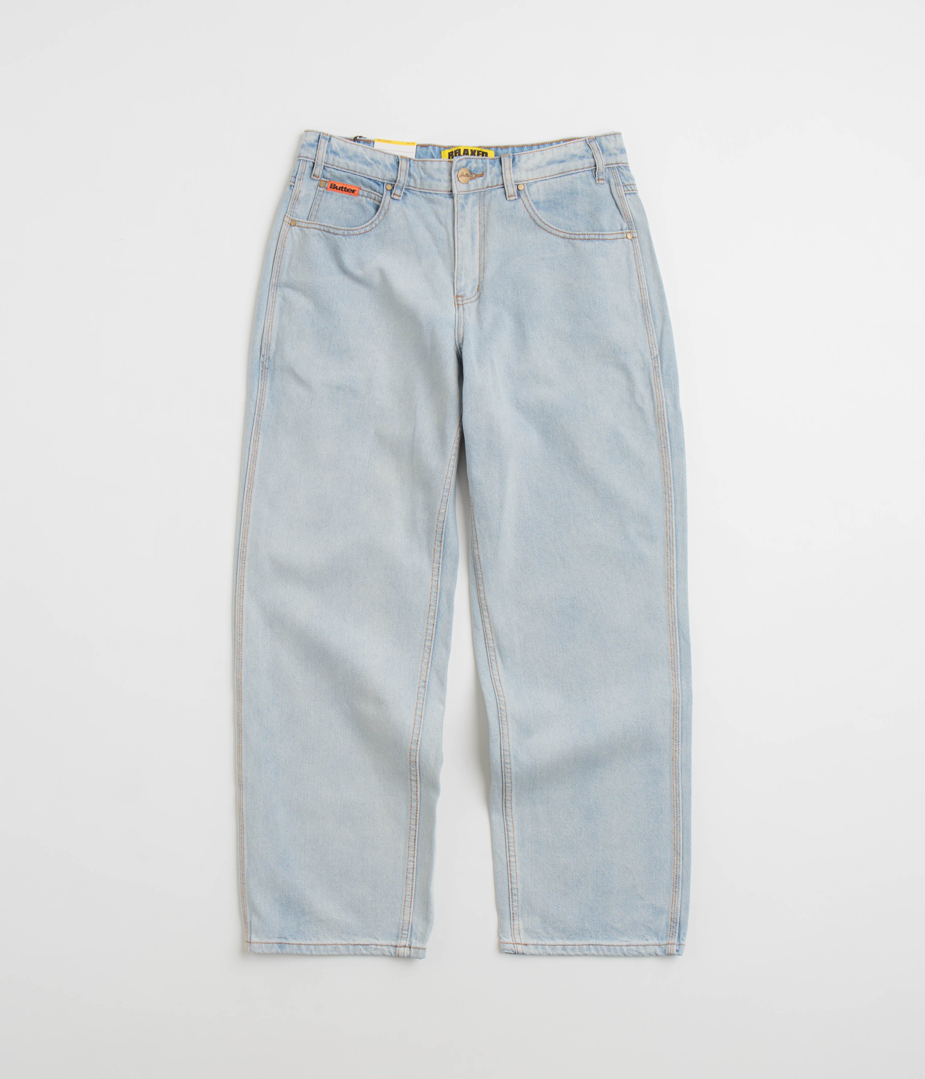 Butter Goods Relaxed Jeans - Light Blue / Orange