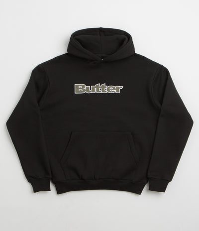 Butter Goods Ripstop Logo Applique Hoodie in Black