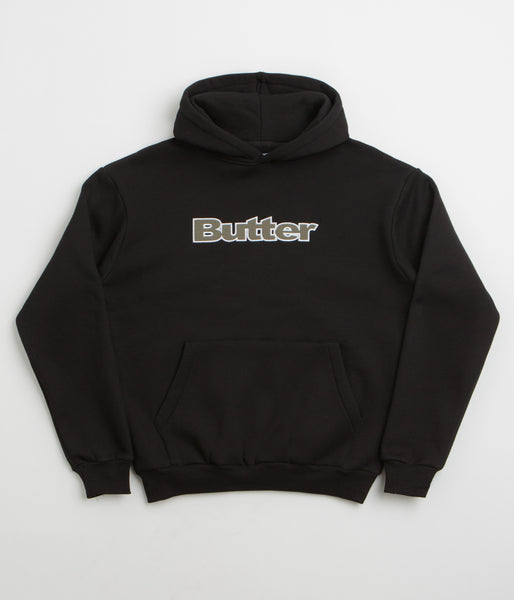 Butter Goods Ripstop Logo Applique Hoodie Black Flatspot
