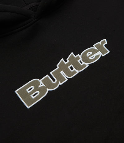 Butter Goods Ripstop Logo Applique Hoodie in Black