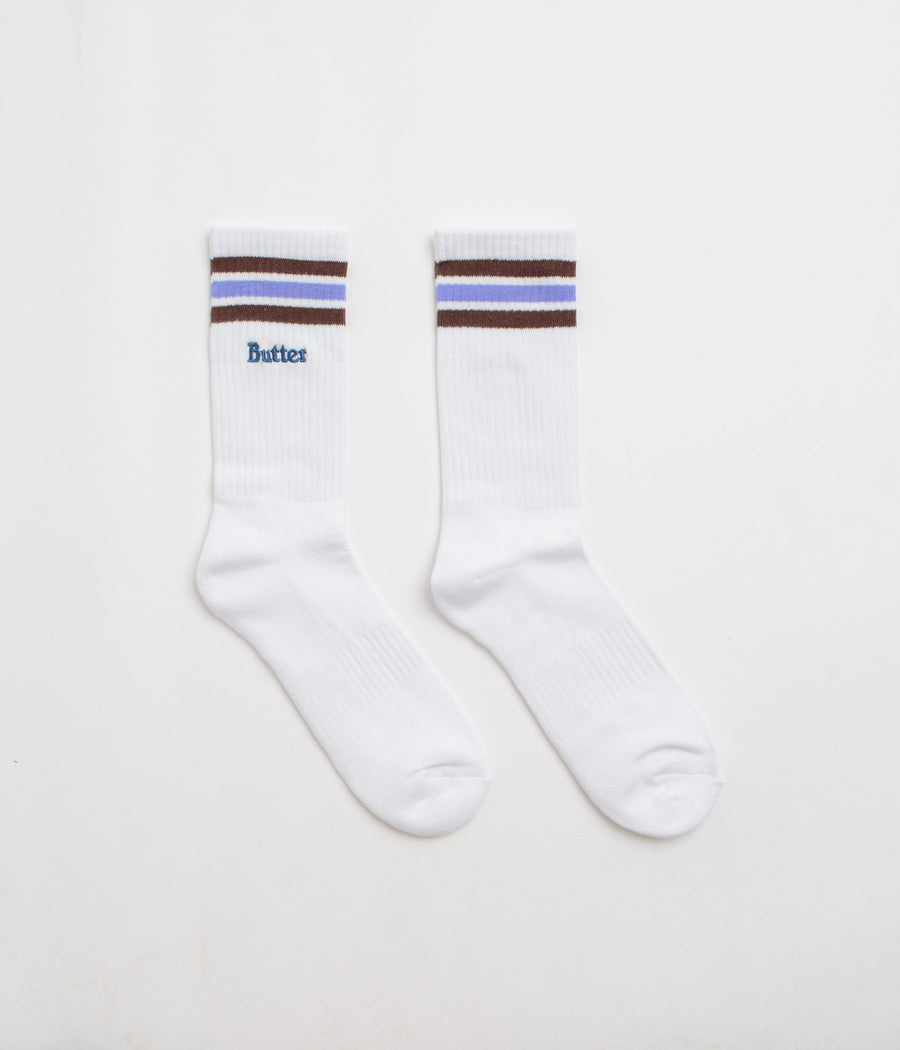 Butter Goods Stripe Socks in White and Purple