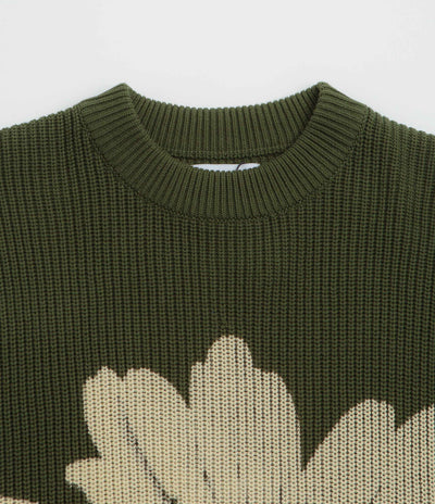 Butter Goods Sunflower Knit Sweatshirt - Army