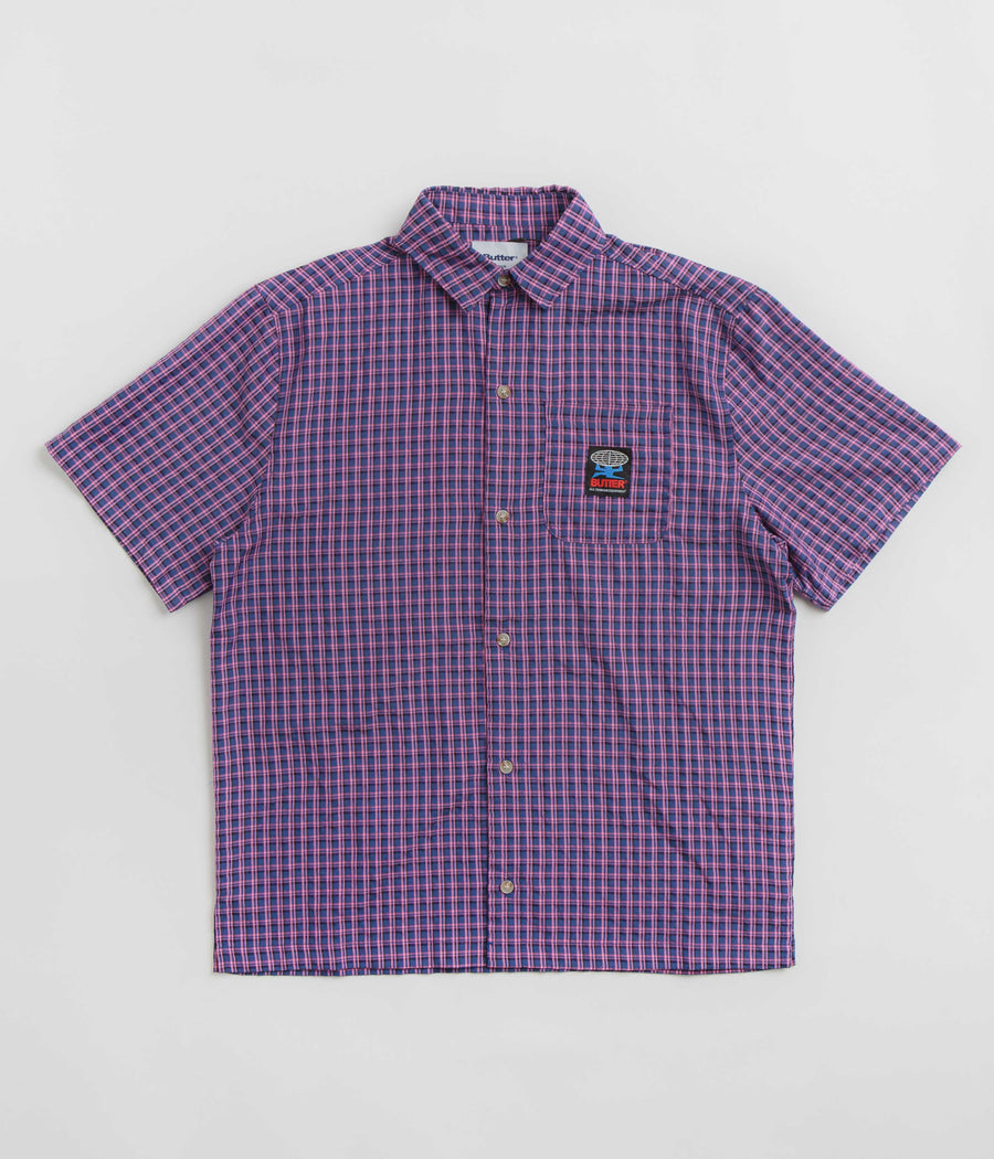 Butter Goods Terrain Short Sleeve Shirt - Navy / Pink