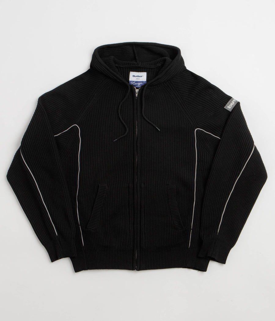 Butter Goods x Dougie George Zip-Thru Knit Hoodie - Black