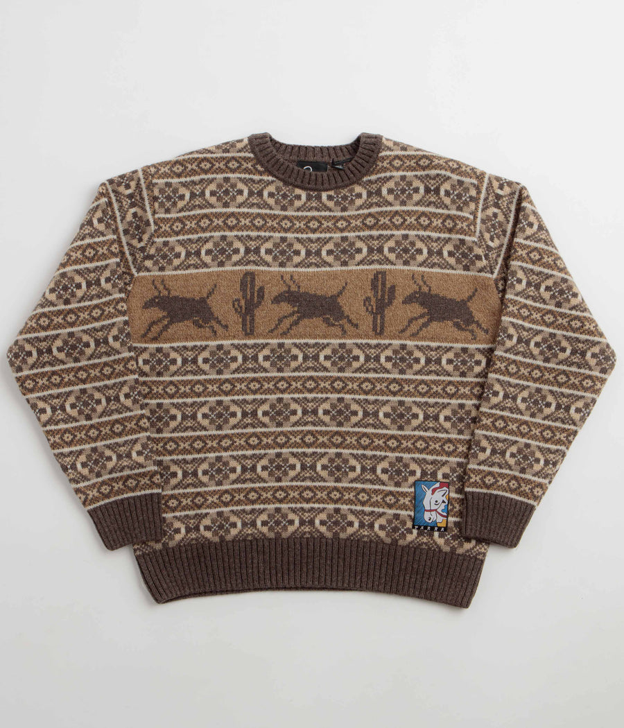 by Parra Cactus Bull Knitted Crewneck Sweatshirt - Brown