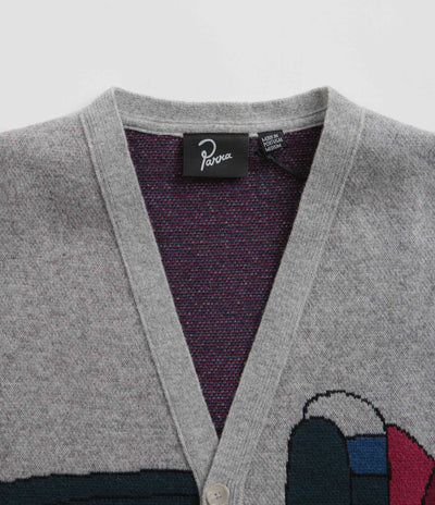 by Parra No Parking Knitted Cardigan - Grey Melange