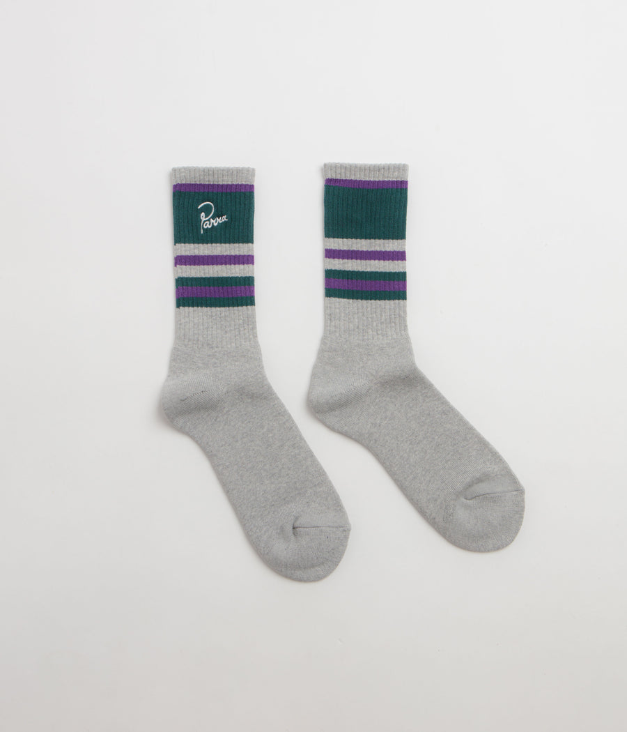 by Parra Signature Striped Crew Socks - Grey