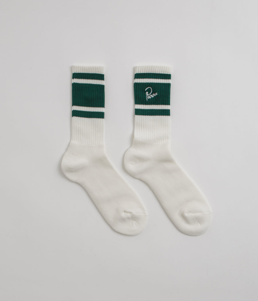 by Parra Signature Striped Crew Socks in Off White