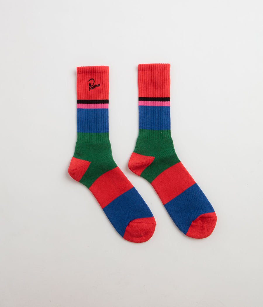 by Parra Signature Striped Crew Socks - Red