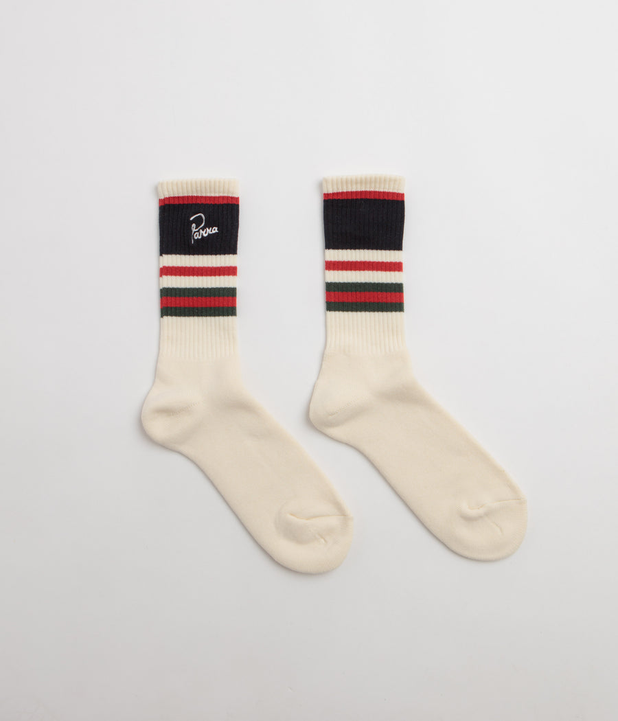 by Parra Signature Striped Crew Socks - White